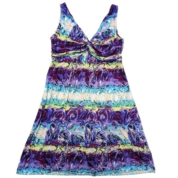 RONNI NICOLE Size 8 Dress Purple Abstract Sleeveless Flare Skirt - Picture 1 of 7